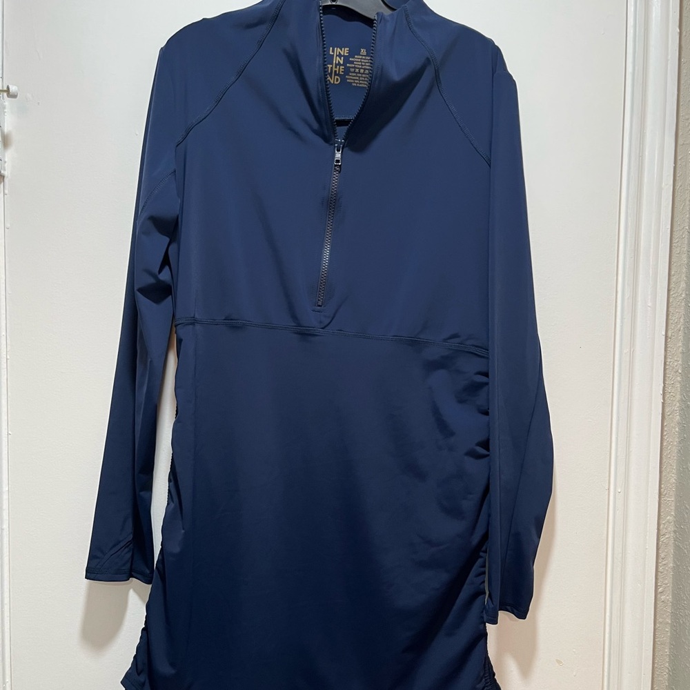 Line In The Sand splash Around Swim & Sun Dress color is Marino (blue) NWT XL